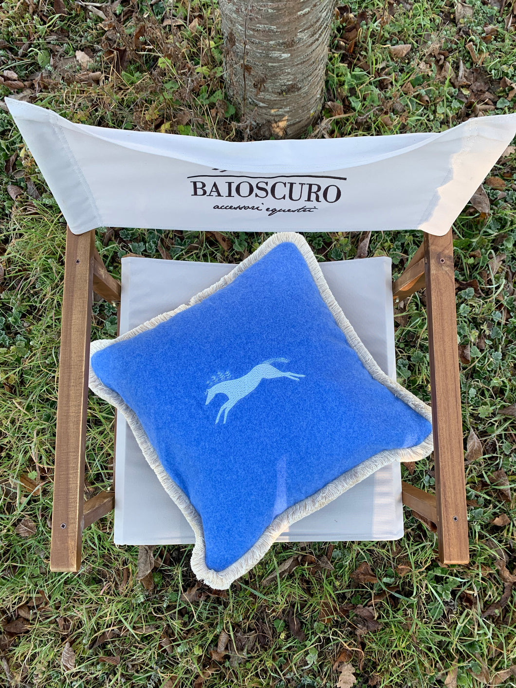 Cuscino Baioscuro in lana merinos azzurro
